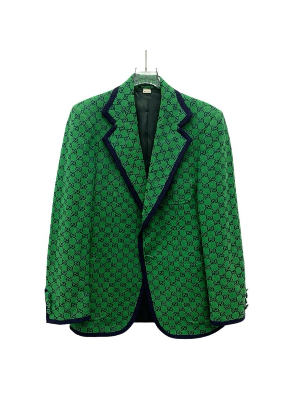 Gucci Green All-Over Logo Jacquard Wool Single-Breasted Blazer